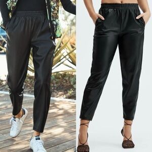Fabletics Black Vegan Leather High Waisted Pull On Jogger Pants - Size Medium